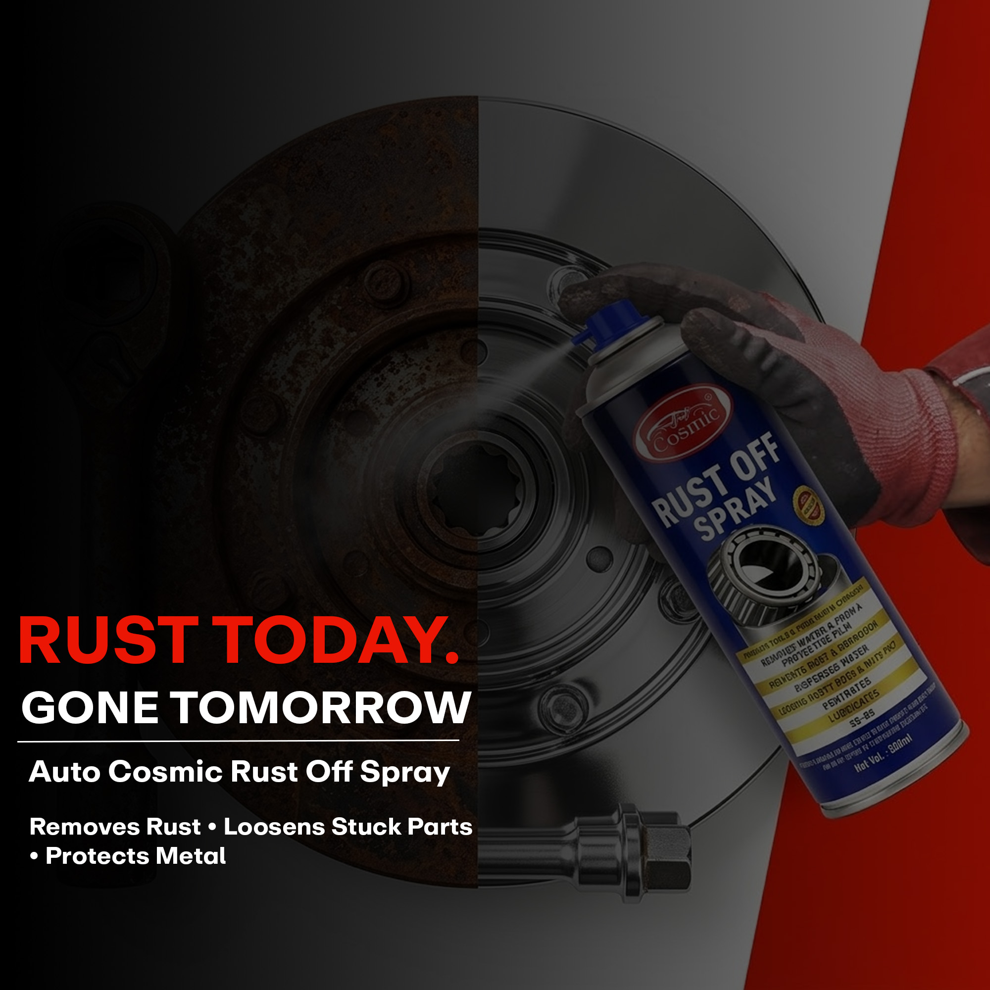 Auto Cosmic Rust Off Spray SS-85 – Multi-Purpose Rust Remover, Penetrating Lubricant & Corrosion Protection Spray (500ml)