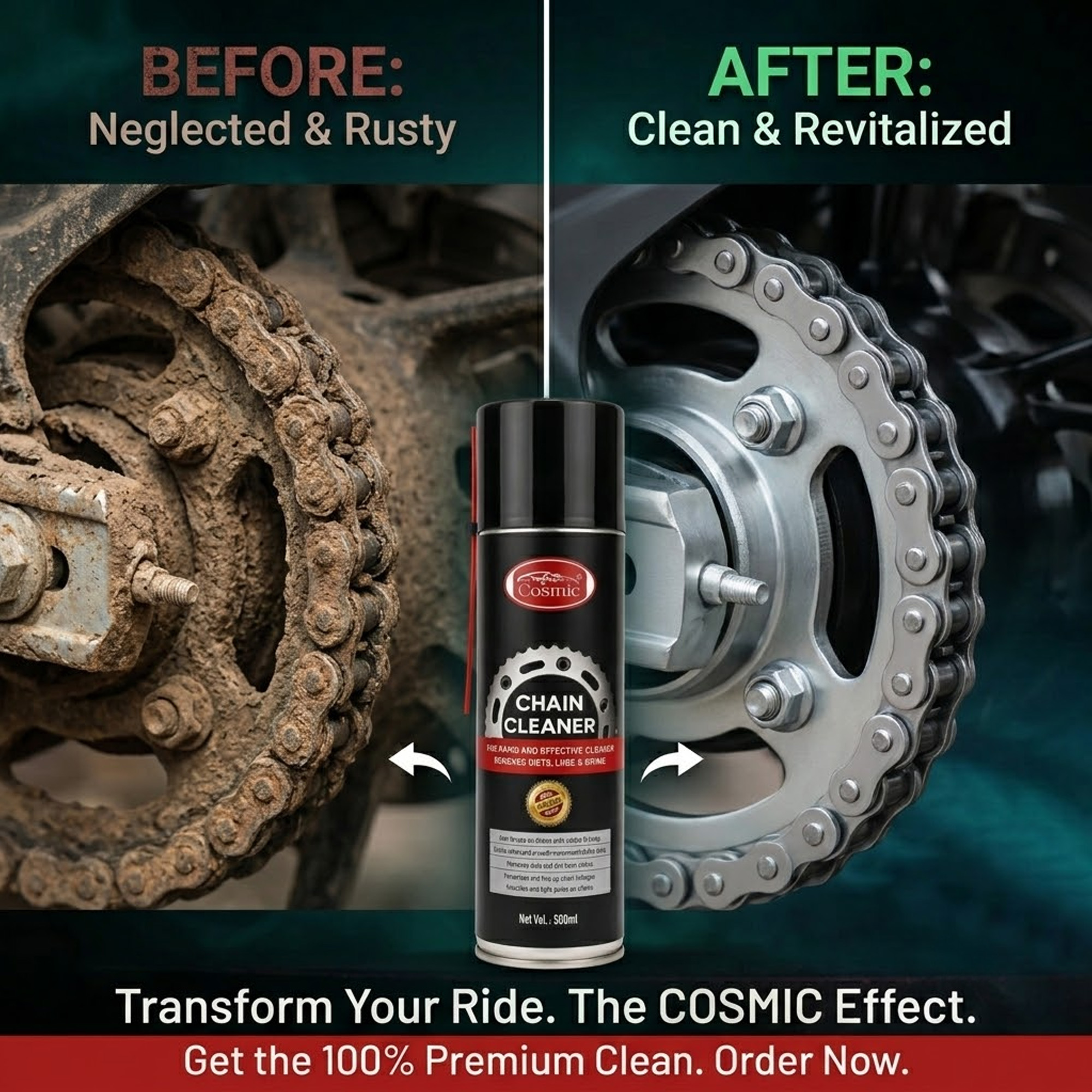 Auto Cosmic Chain Cleaner Spray – Fast-Acting Chain Degreaser & Dirt Remover for Motorcycles, Bicycles & Industrial Chains (500ml)