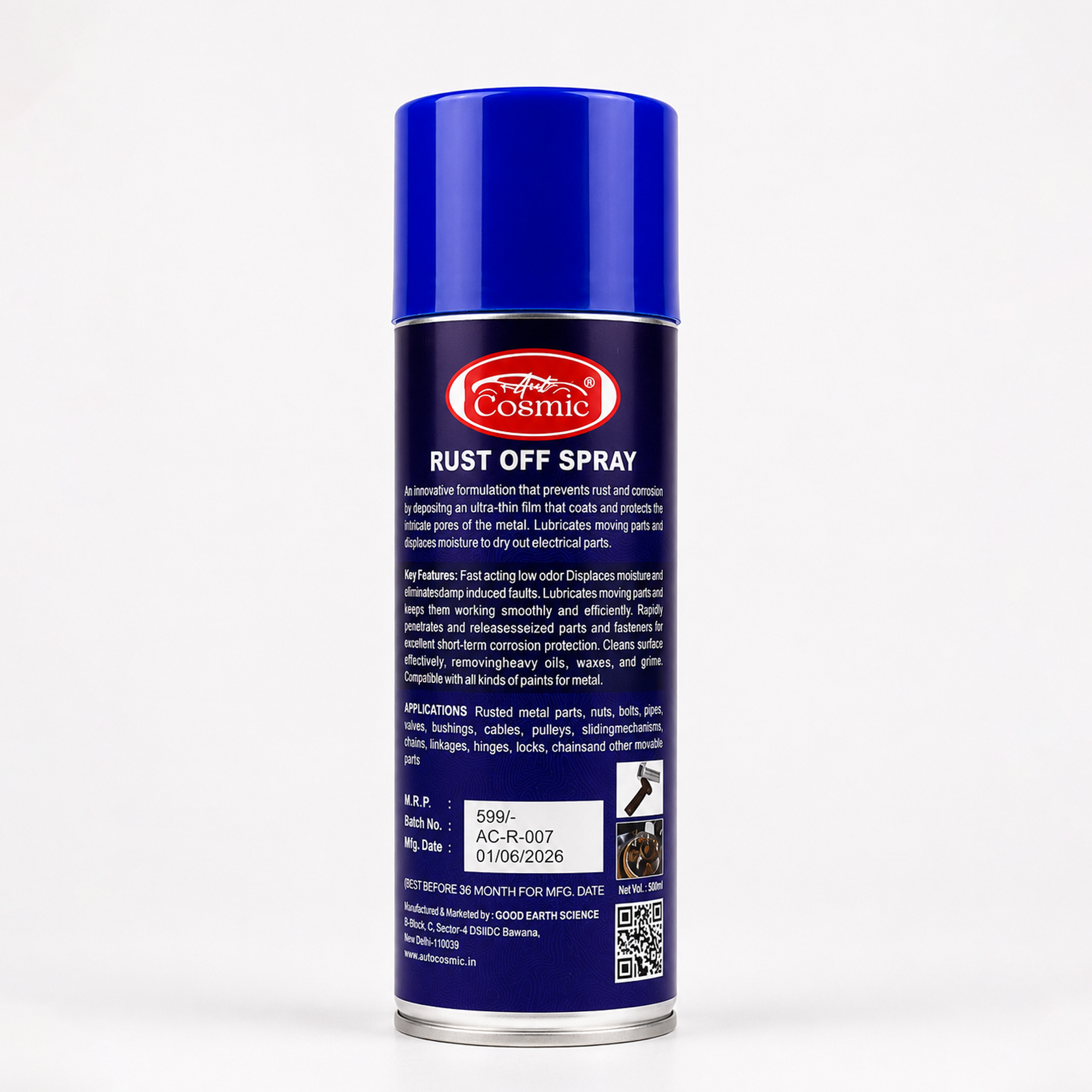 Auto Cosmic Rust Off Spray SS-85 – Multi-Purpose Rust Remover, Penetrating Lubricant & Corrosion Protection Spray (500ml)