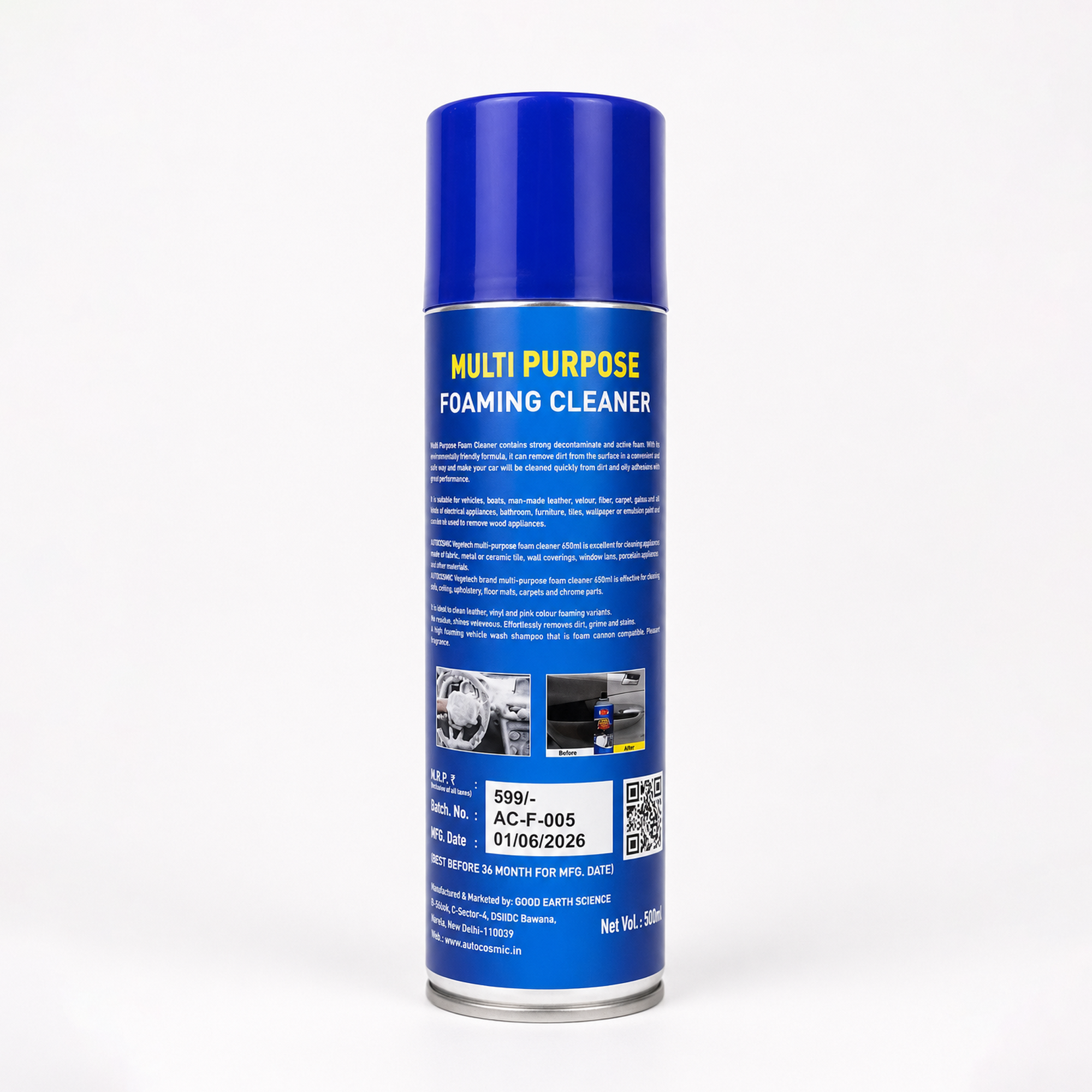 Auto Cosmic Multi Purpose Foaming Cleaner Spray – Powerful Interior & Exterior Cleaning Foam for Car, Home & Office (500ml)