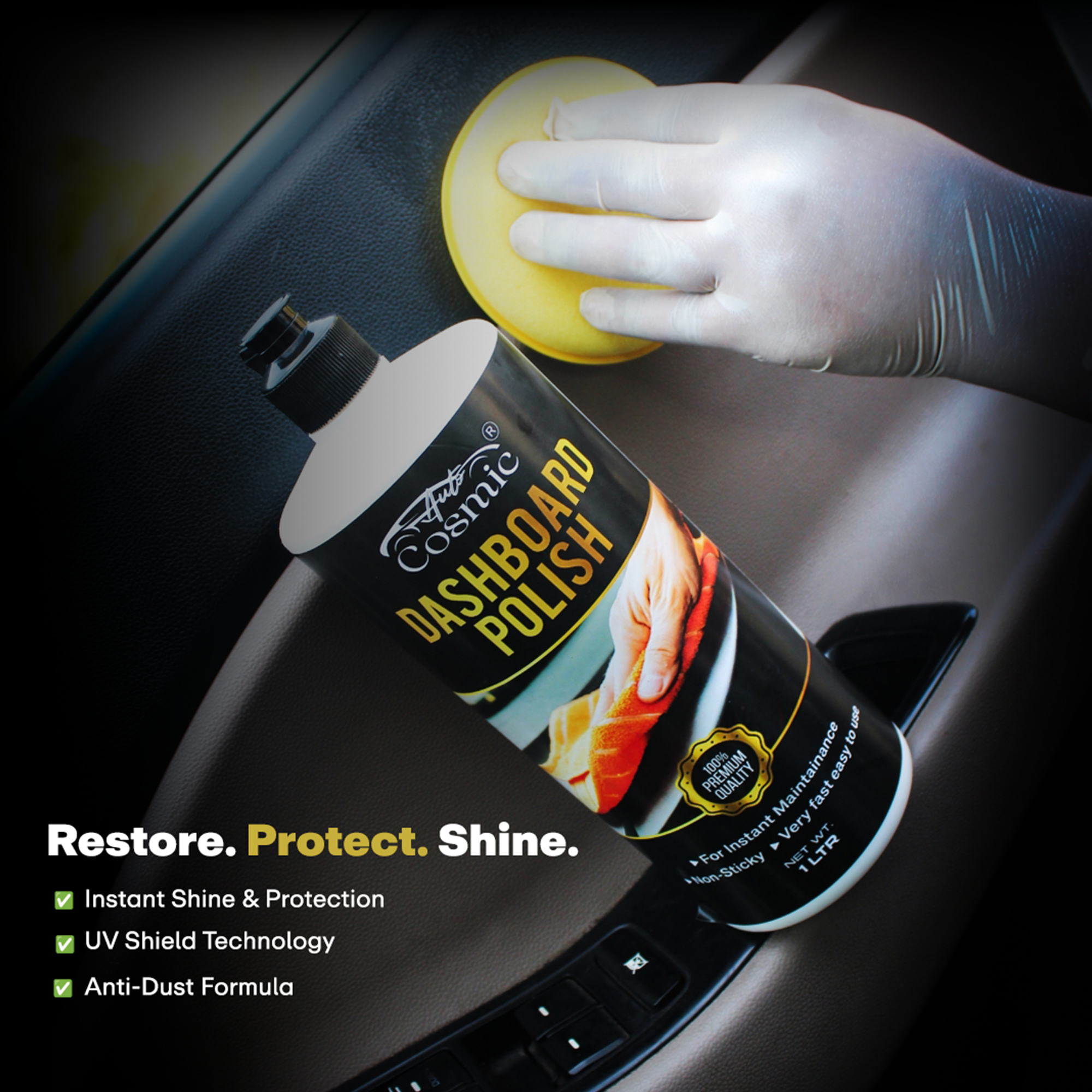 Auto Cosmic Dashboard Polish – Premium Interior Dashboard Shiner & Protectant for Cars, SUVs & Commercial Vehicles (500ml)